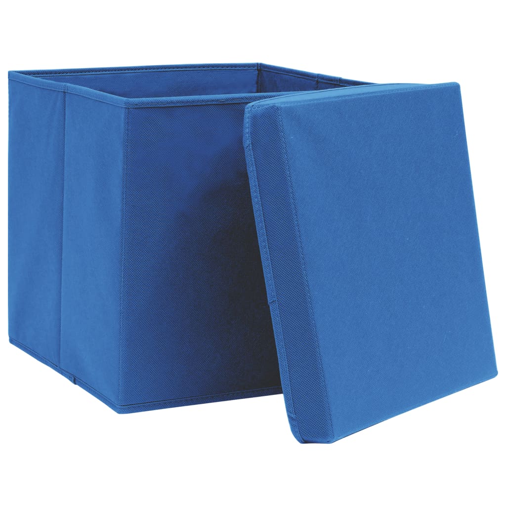 Storage boxes with lid pcs. 32x32x32 fabric blue - blue with lid, 4, 1 - number 4.