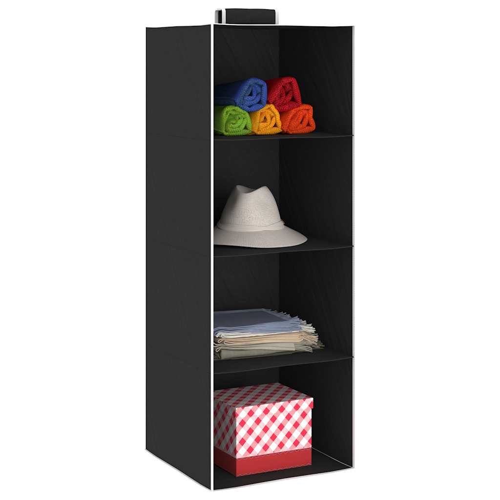 Hanging storage unit with 4 fabric shelves - black, 30 x 30 x 84 cm, 2, 1 - number 3.