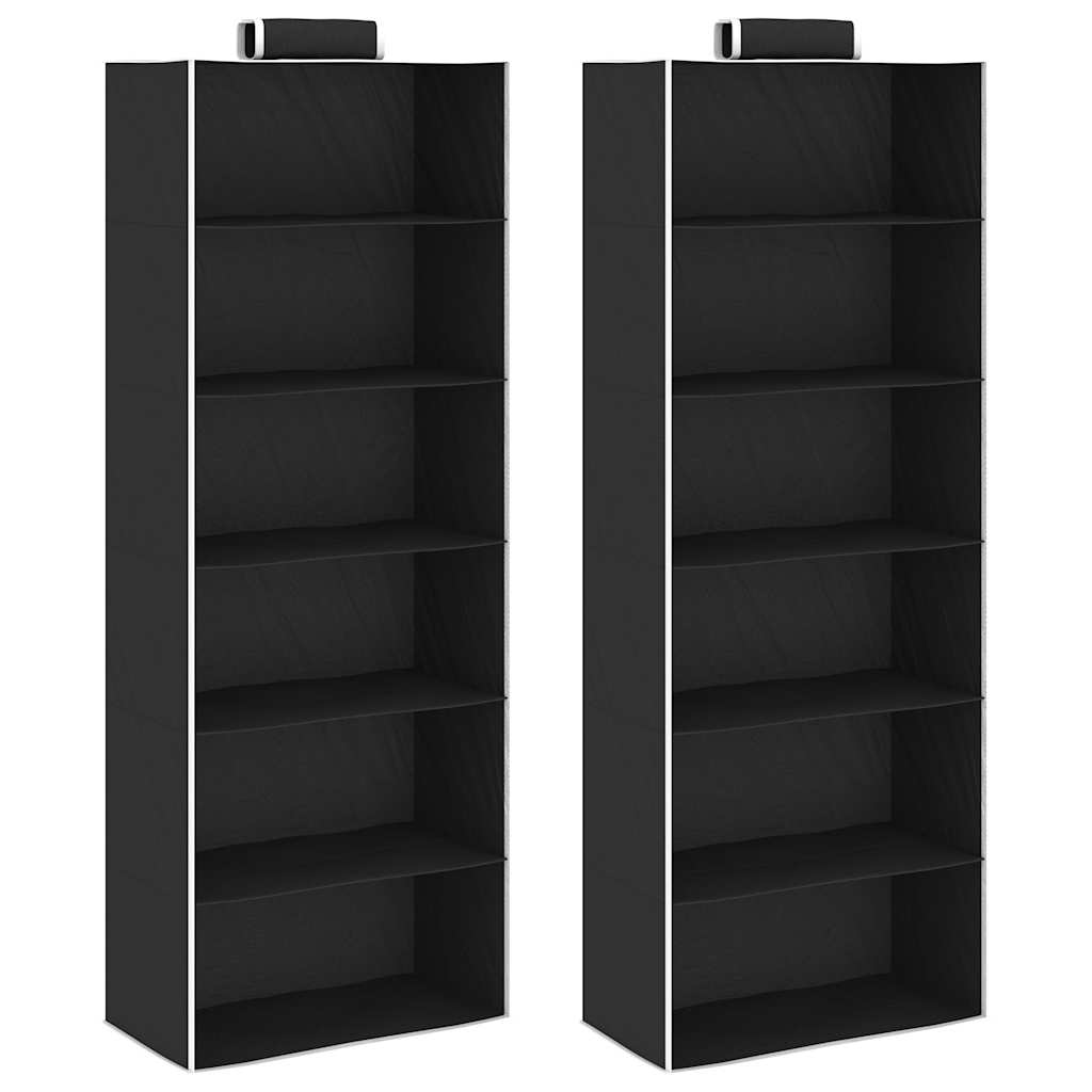 Hanging storage pcs. with 6 shelves fabric - black, 30 x 15 x 80 cm, 2, 1 - number 1.