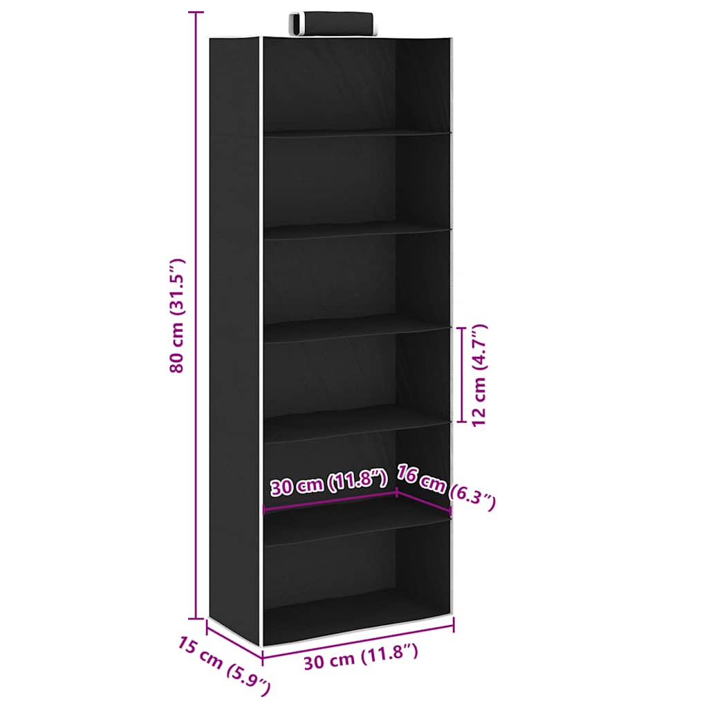 Hængeopbevaring 2 stk. med 6 hylder stof - number 9.