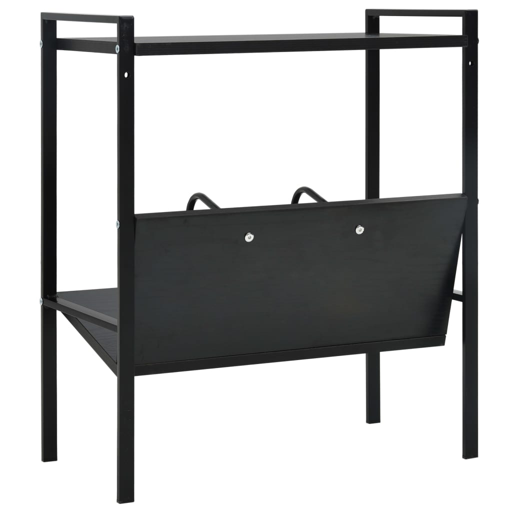 Bogreol med 2 hylder 52x28x59 cm konstrueret træ - sort, 1 - number 5.