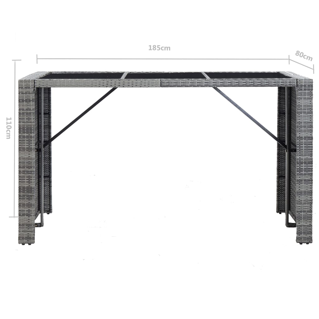 Havebarsæt dele med hynder polyrattan - grå, 7 - number 11.