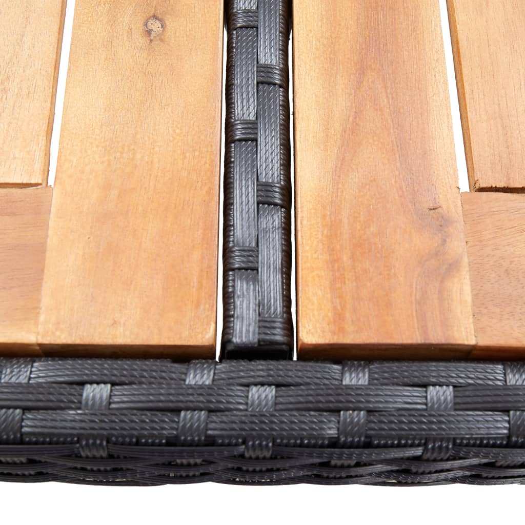 Utendørs bar sett 7 deler med puter polyrattan svart - number 9.