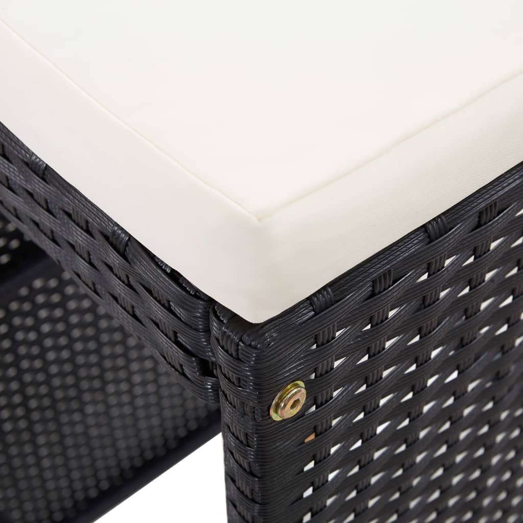 Utendørs barsett 9 deler polyrattan sort - number 7.