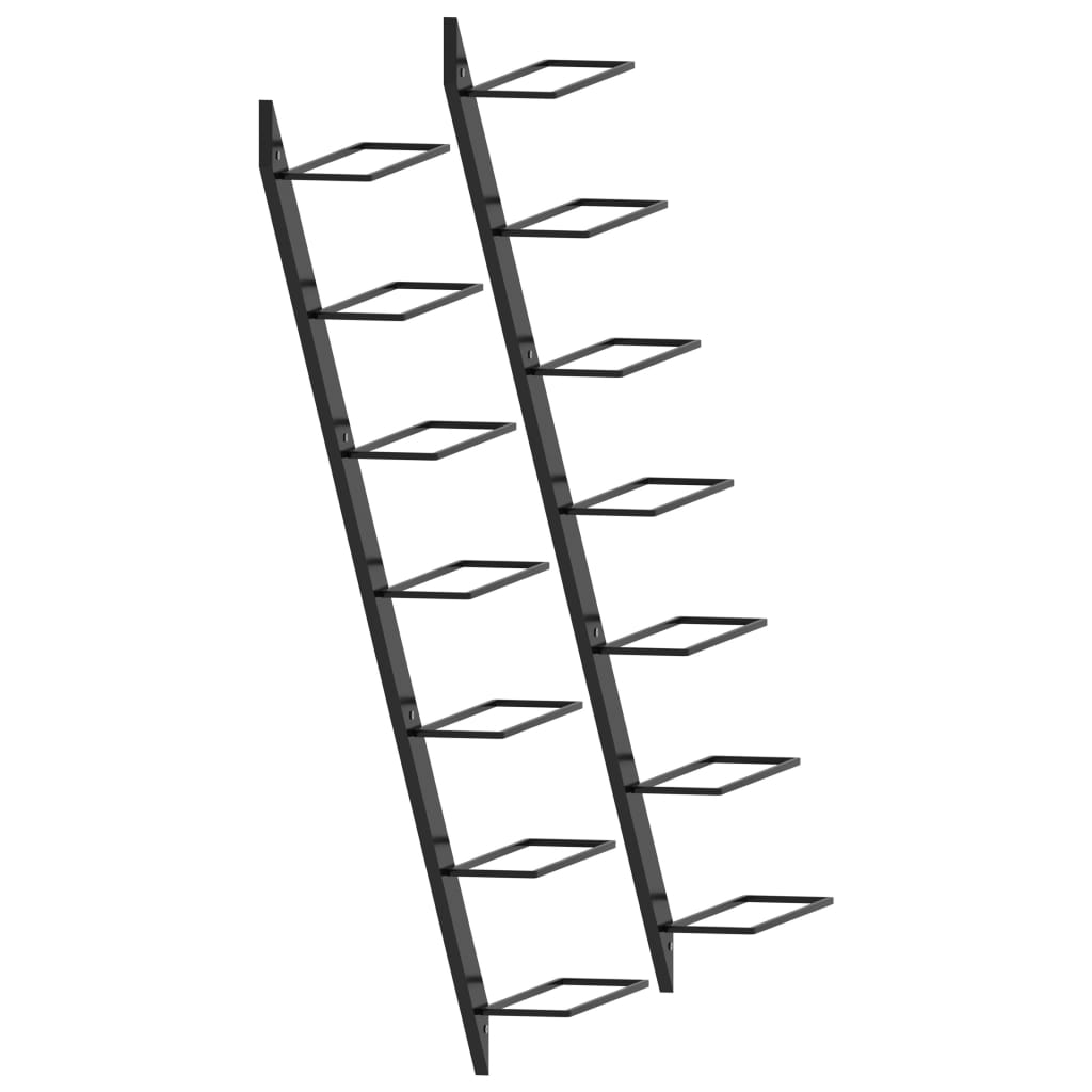 Væghængte vinreoler 2 stk. til 14 vinflasker metal sort - number 3.