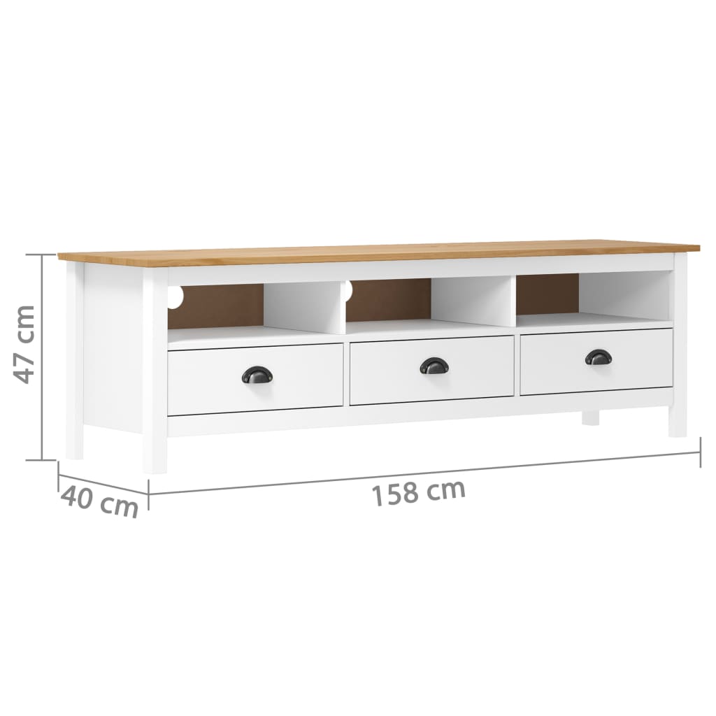 Tv bord bakke 158x40x47 cm massiv furu - number 4.