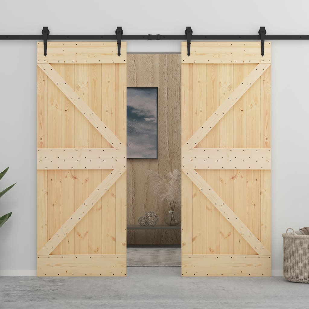 Dør 90x210 cm massivt fyrretræ - number 7.