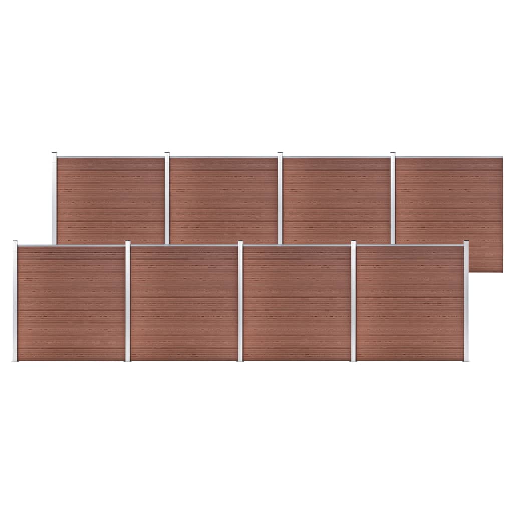 Garden fence 1391 x 186 cm wpc - brown, 1, 8 sektioner - number 1.