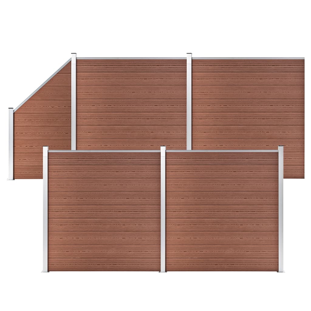 Ensemble de clôture 4 carrés + 1 en pente 792 x 186 wpc brown - number 1.