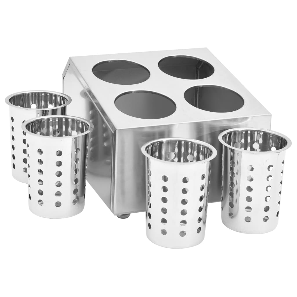 Bestikholder 4 rum firkantet rustfrit stål - number 6.