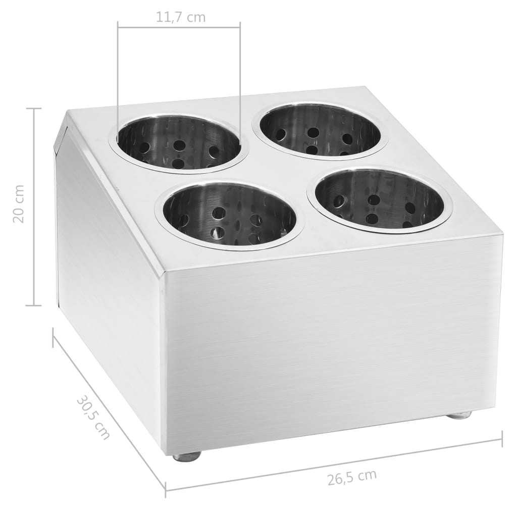 Bestikholder 4 rum firkantet rustfrit stål - number 8.