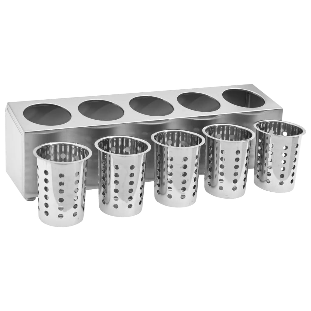 Bestikholder 5 rum rektangulær rustfrit stål - number 6.