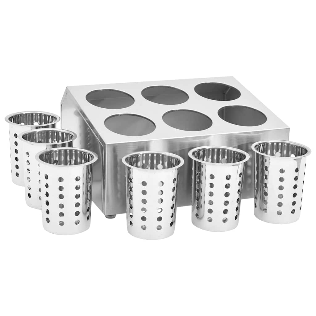 Bestikholder 6 rum firkantet rustfrit stål - number 6.