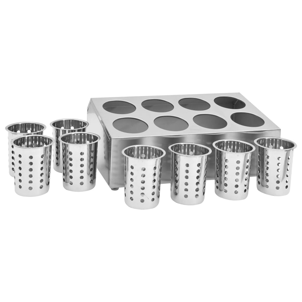 Bestikholder 8 rum rektangulær rustfrit stål - number 6.