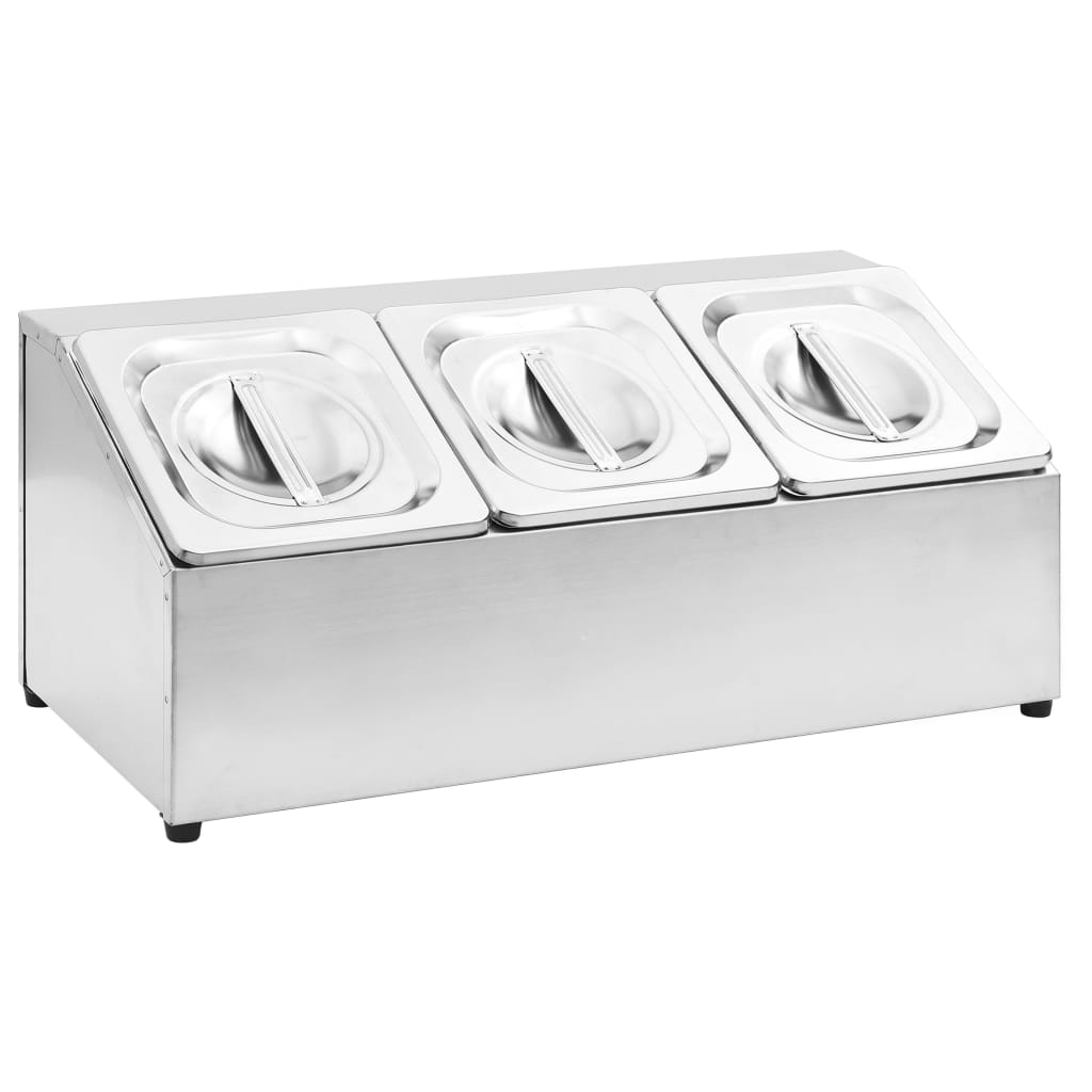 Gastronorm beholder med 3 gn 1/6-beholdere rustfrit stål - number 2.