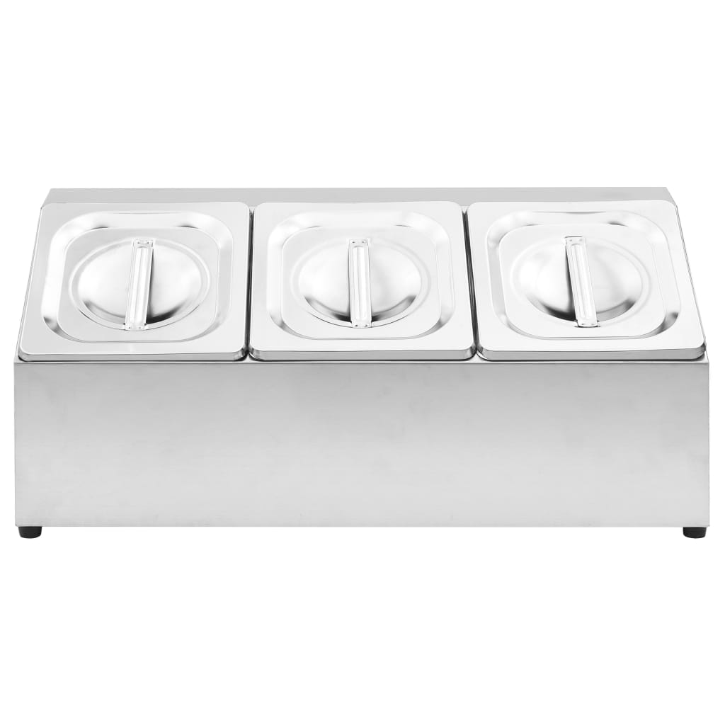 Gastronorm beholder med 3 gn 1/6-beholdere rustfrit stål - number 3.