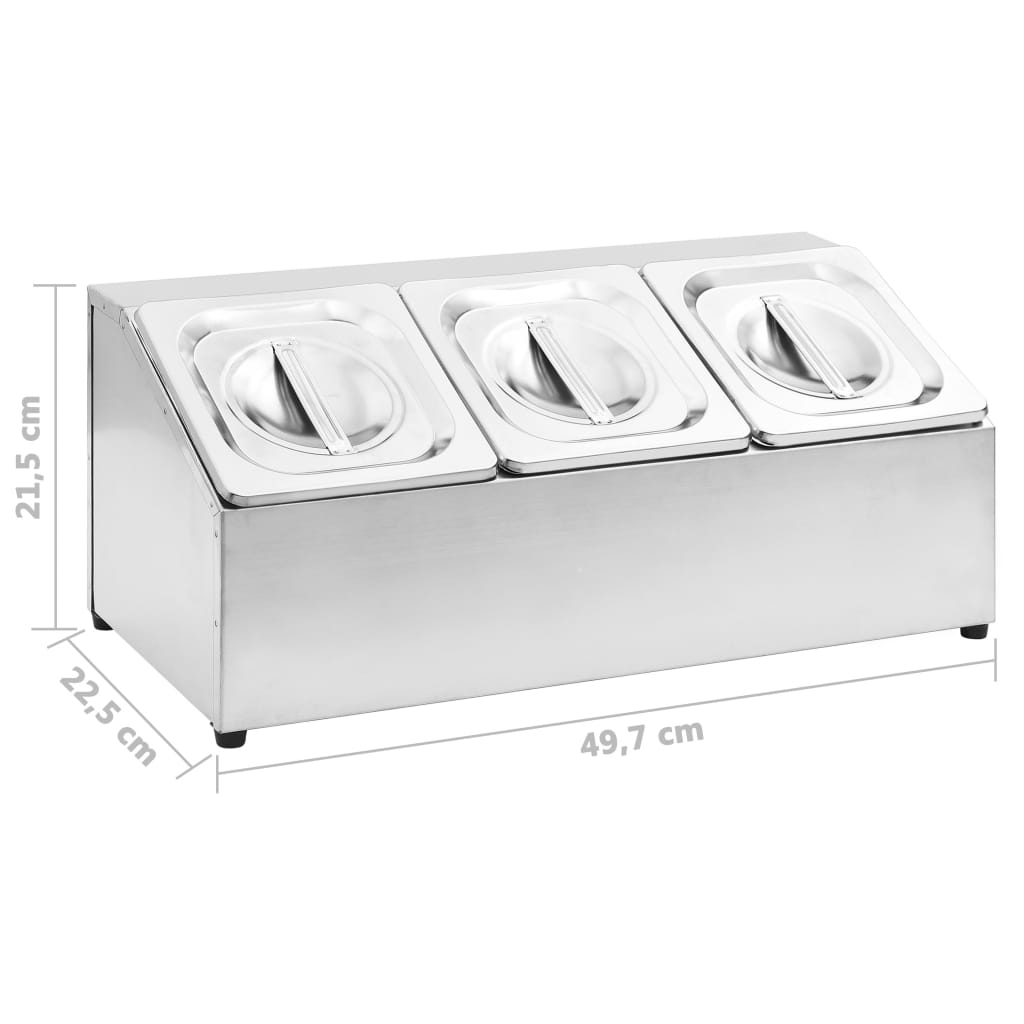 Gastronorm beholder med 3 gn 1/6-beholdere rustfrit stål - number 9.