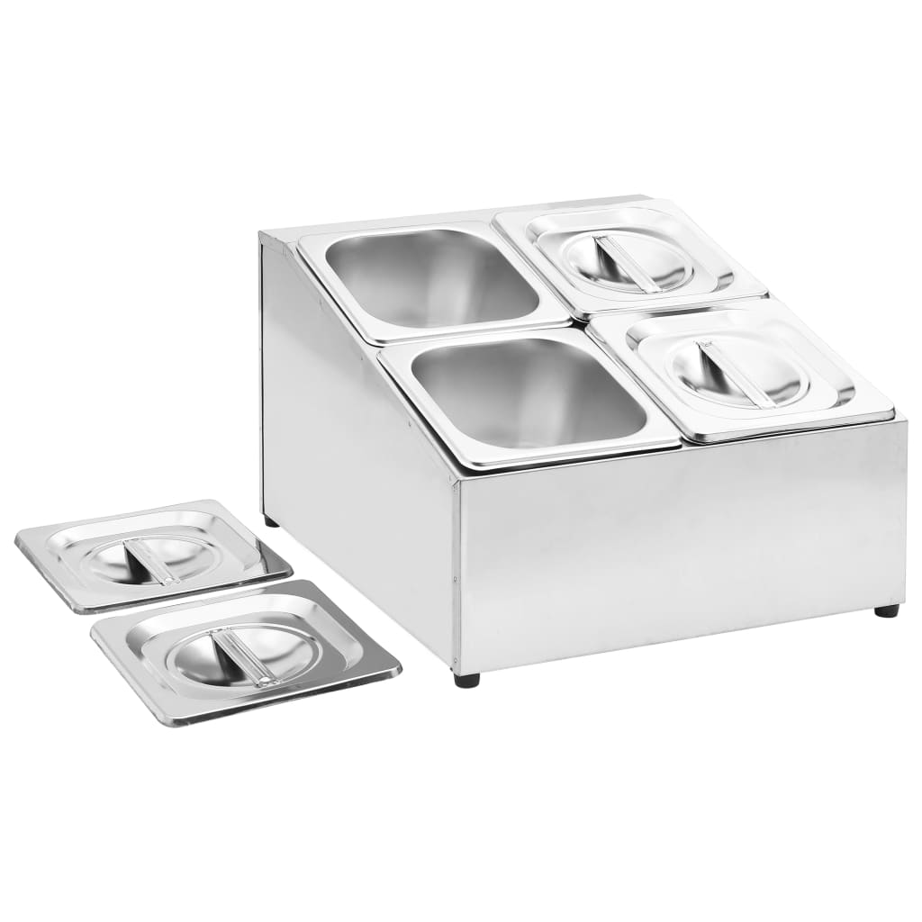Gastronorm beholder med 4 gn 1/6-beholdere rustfrit stål - number 6.