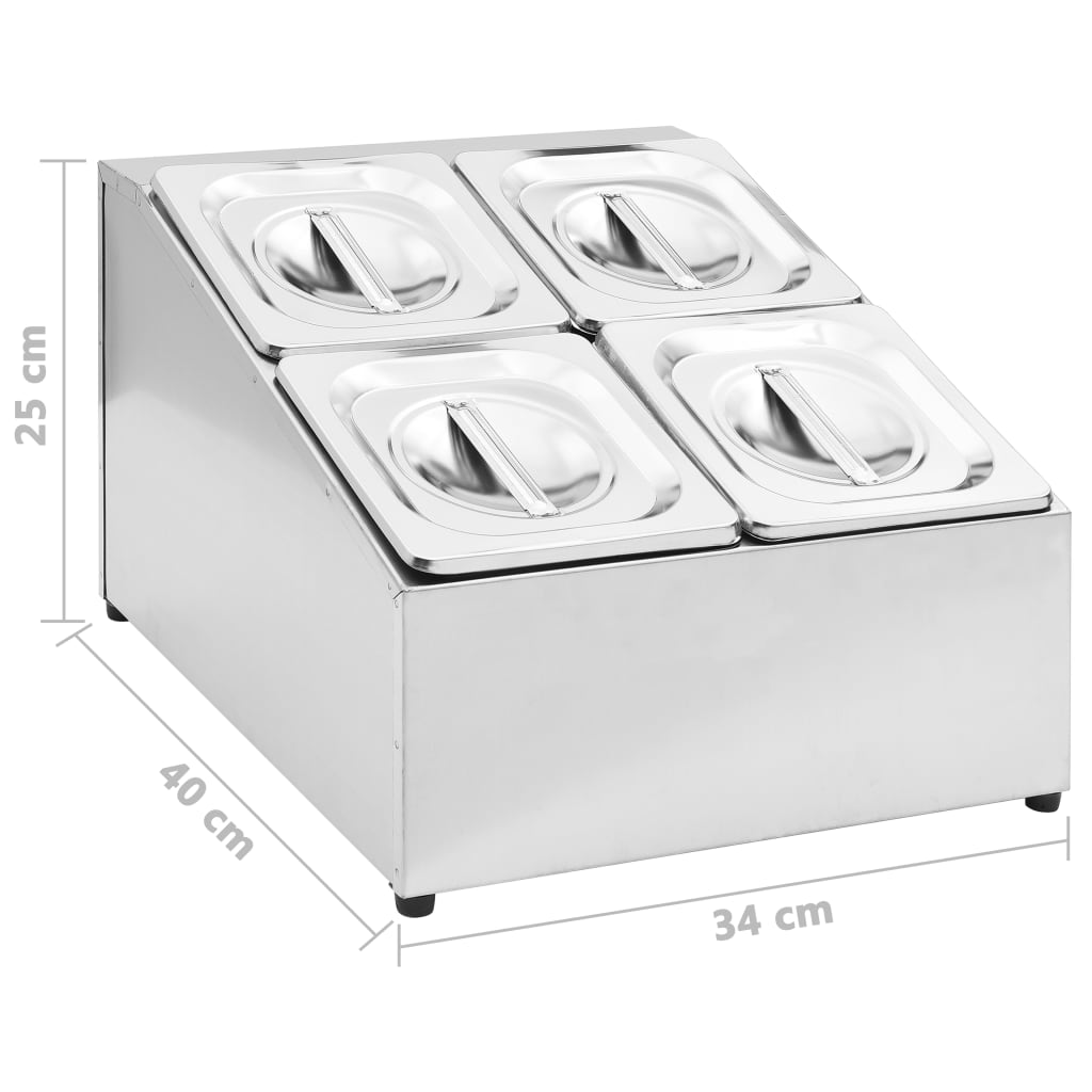 Gastronorm beholder med 4 gn 1/6-beholdere rustfrit stål - number 9.