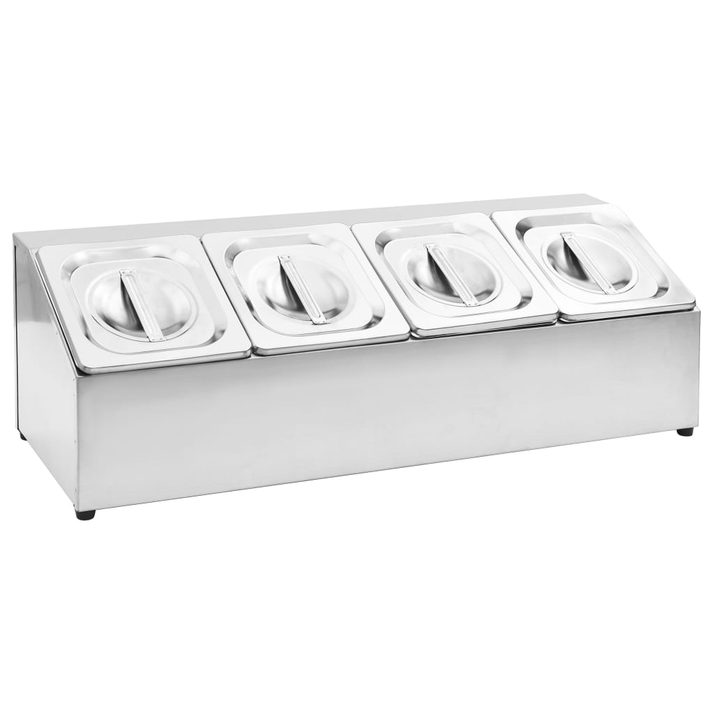 Gastronorm beholder med 4 gn 1/6-beholdere rustfrit stål - number 2.