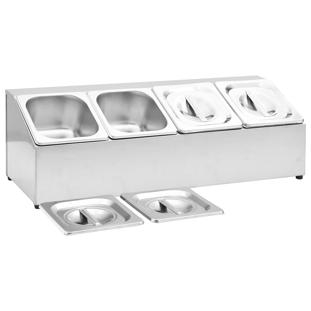 Gastronorm beholder med 4 gn 1/6-beholdere rustfrit stål - number 6.