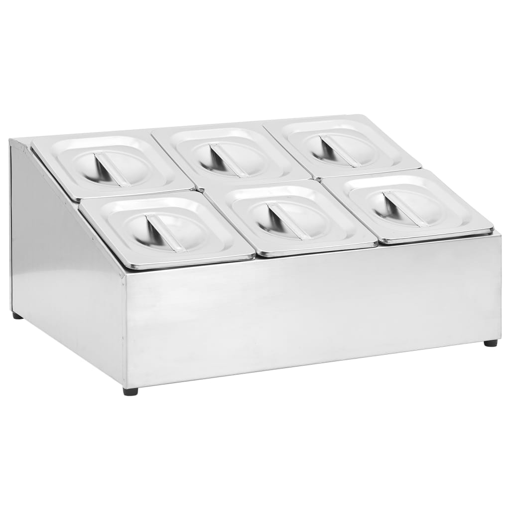 Gastronorm beholder med 6 gn 1/6-beholdere rustfrit stål - number 2.