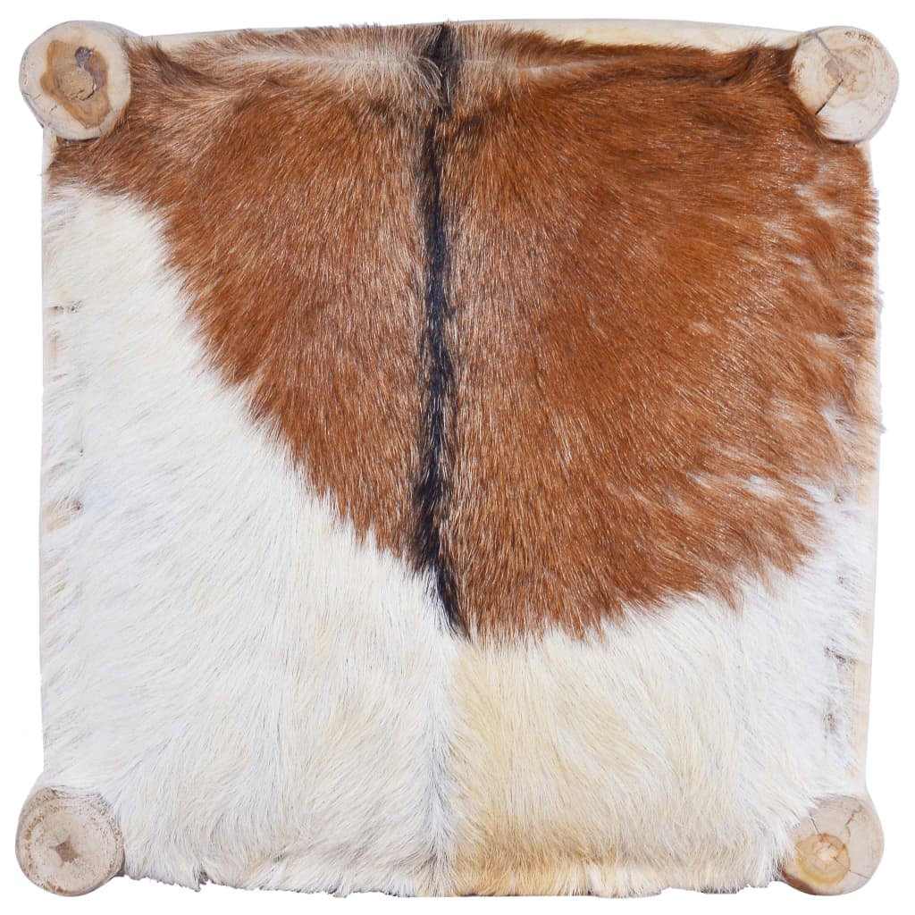 Barstol ægte gedeskind og massivt teaktræ - number 8.