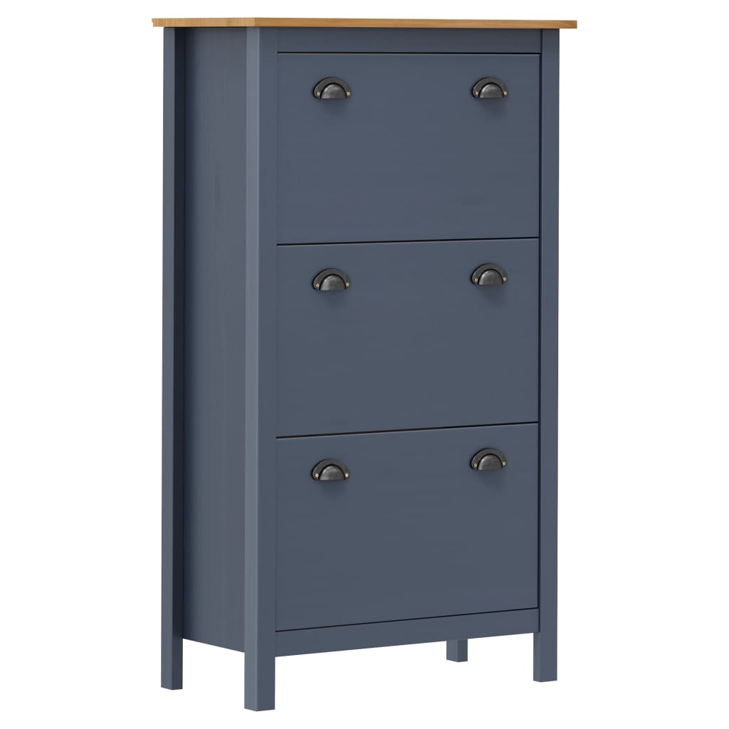 Shoe cabinet hill range 72x35x124 cm solid pine gray - number 1.