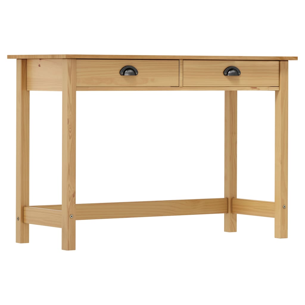 Konsolbord hill med 2 skuffer 110x45x74 cm massivt fyrretræ - brun, 1 - number 1.