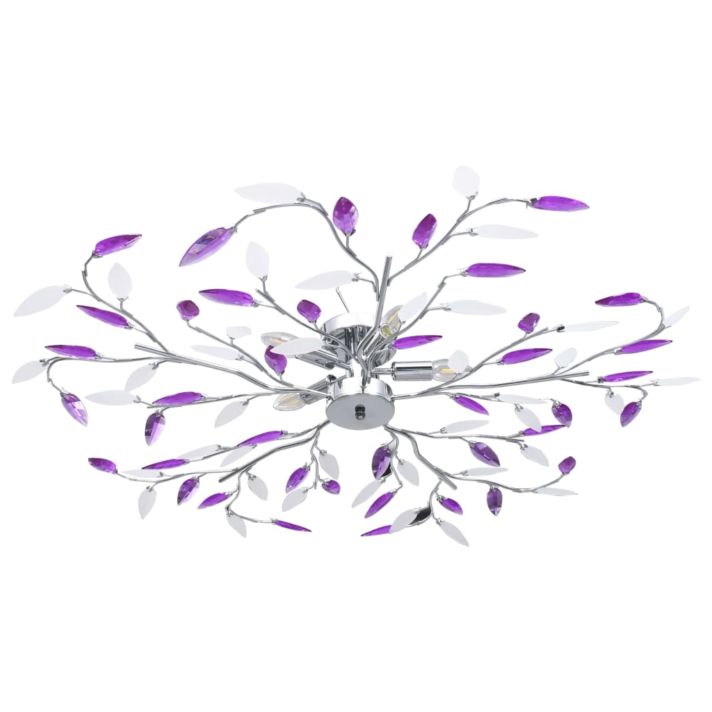 Ceiling lamp with crystal leaves acrylic for 5 e14 bulbs - purple, 100 x 15 cm, 1 - number 1.