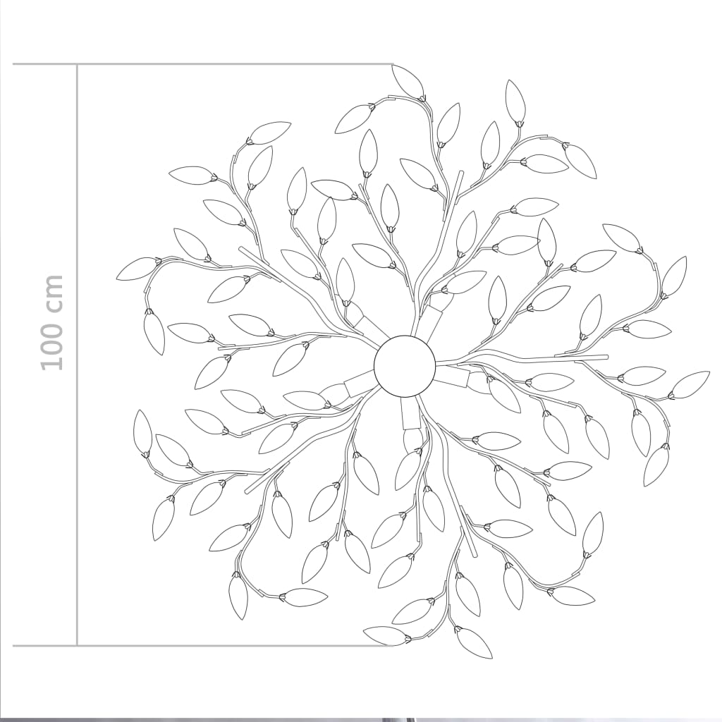 Plafonnier avec feuilles de cristal acrylique pour 5 ampoules e14 - violet, 100 x 15 cm, 1 - number 6.