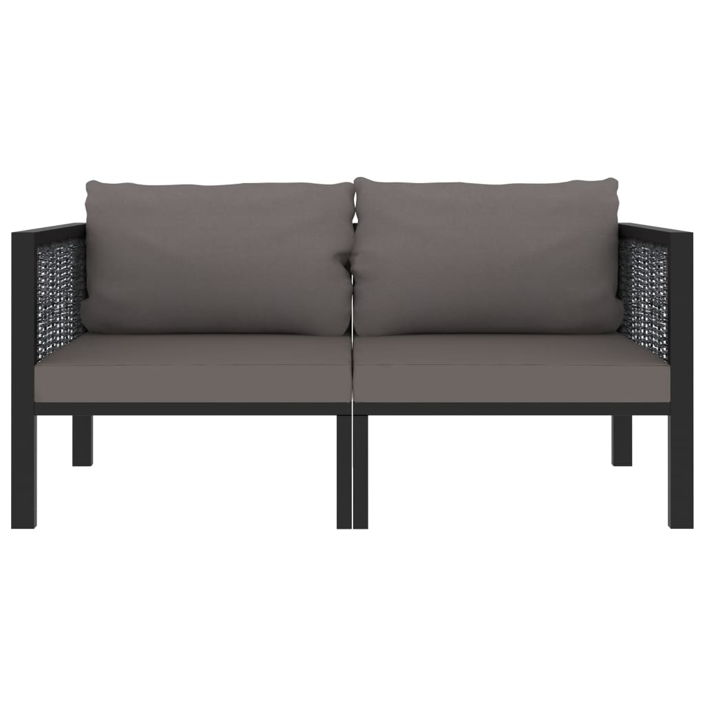 2-personers sofa med hynder polyrattan antracitgrå - number 2.