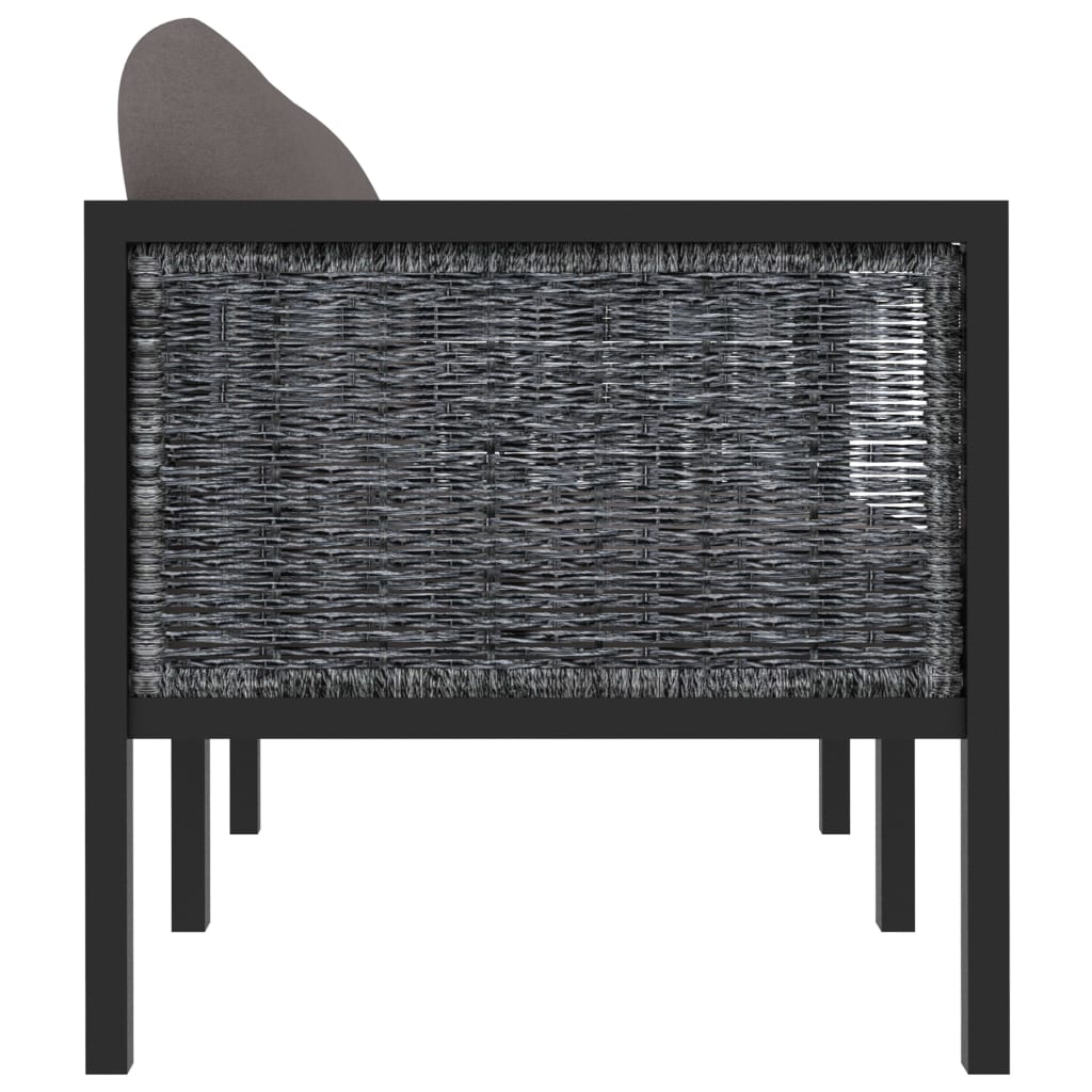 2-personers sofa med hynder polyrattan antracitgrå - number 6.