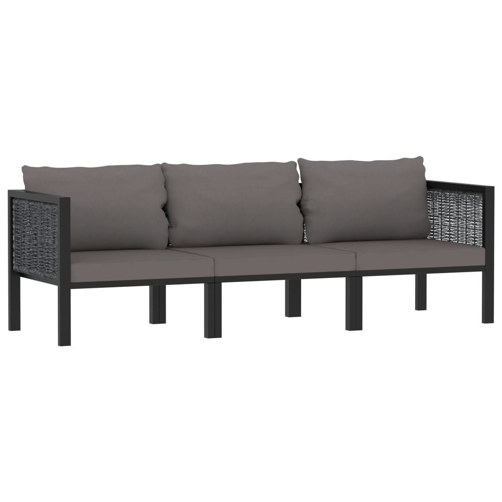 3-personers sofa med hynder polyrattan antracitgrå - number 1.
