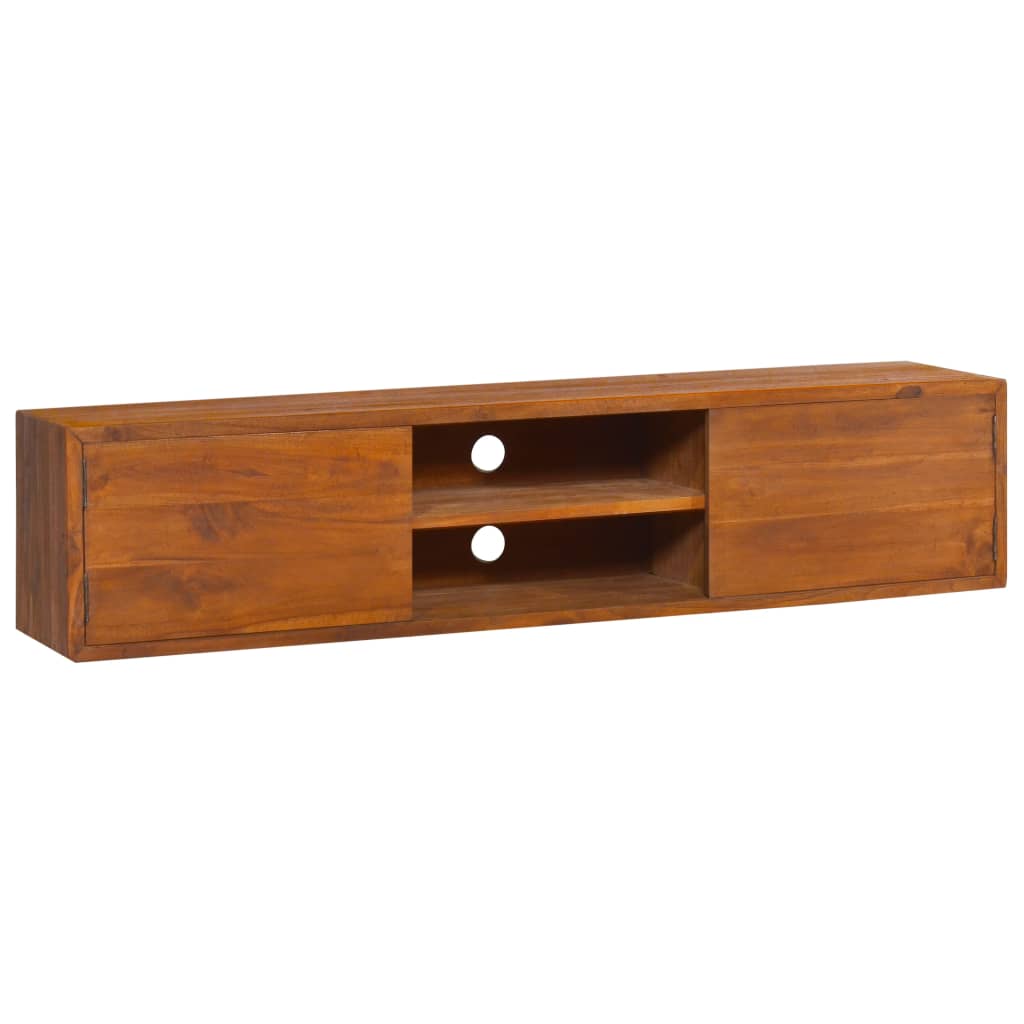 Vegghengt tv-skap 135x30x30 cm heltre teak - number 1.