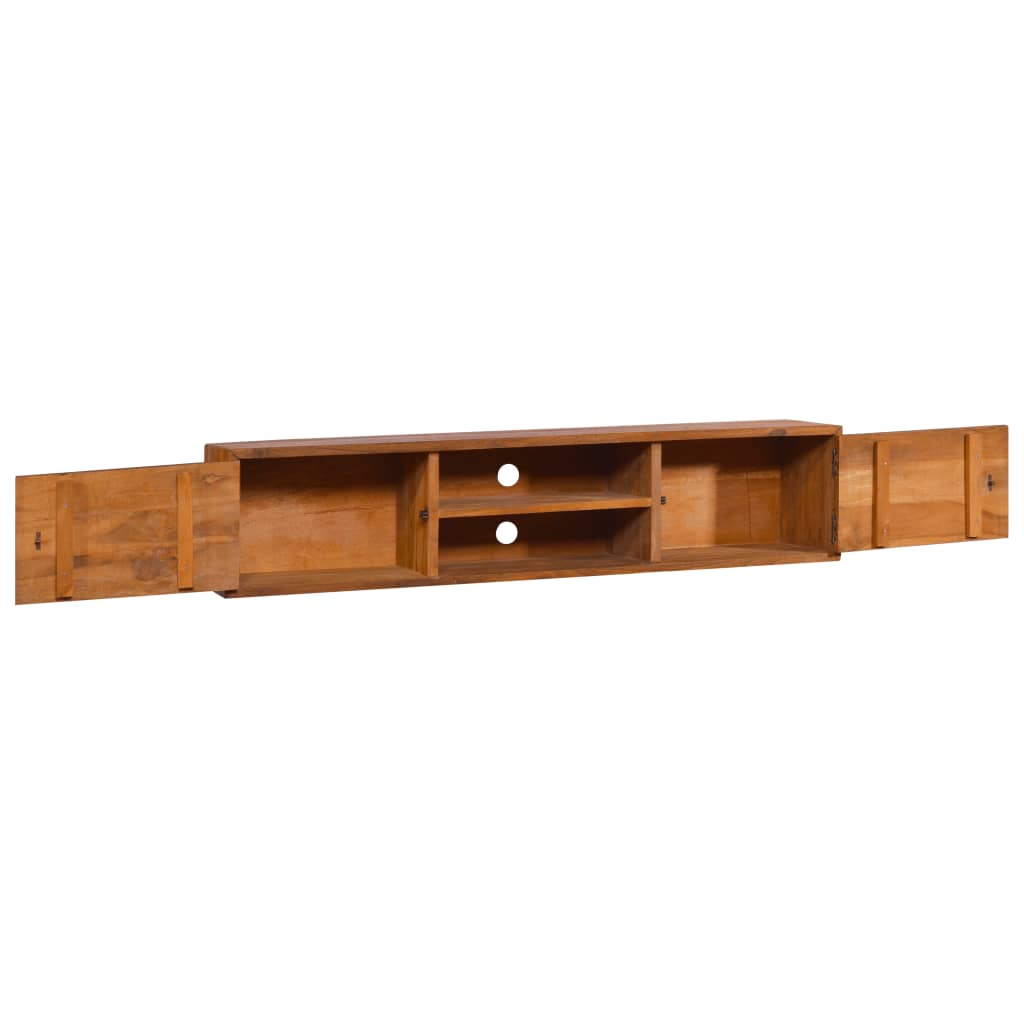 Vegghengt tv-skap 135x30x30 cm heltre teak - number 2.