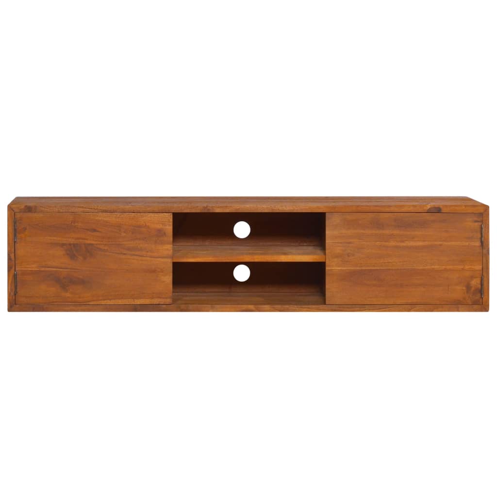Vegghengt tv-skap 135x30x30 cm heltre teak - number 3.