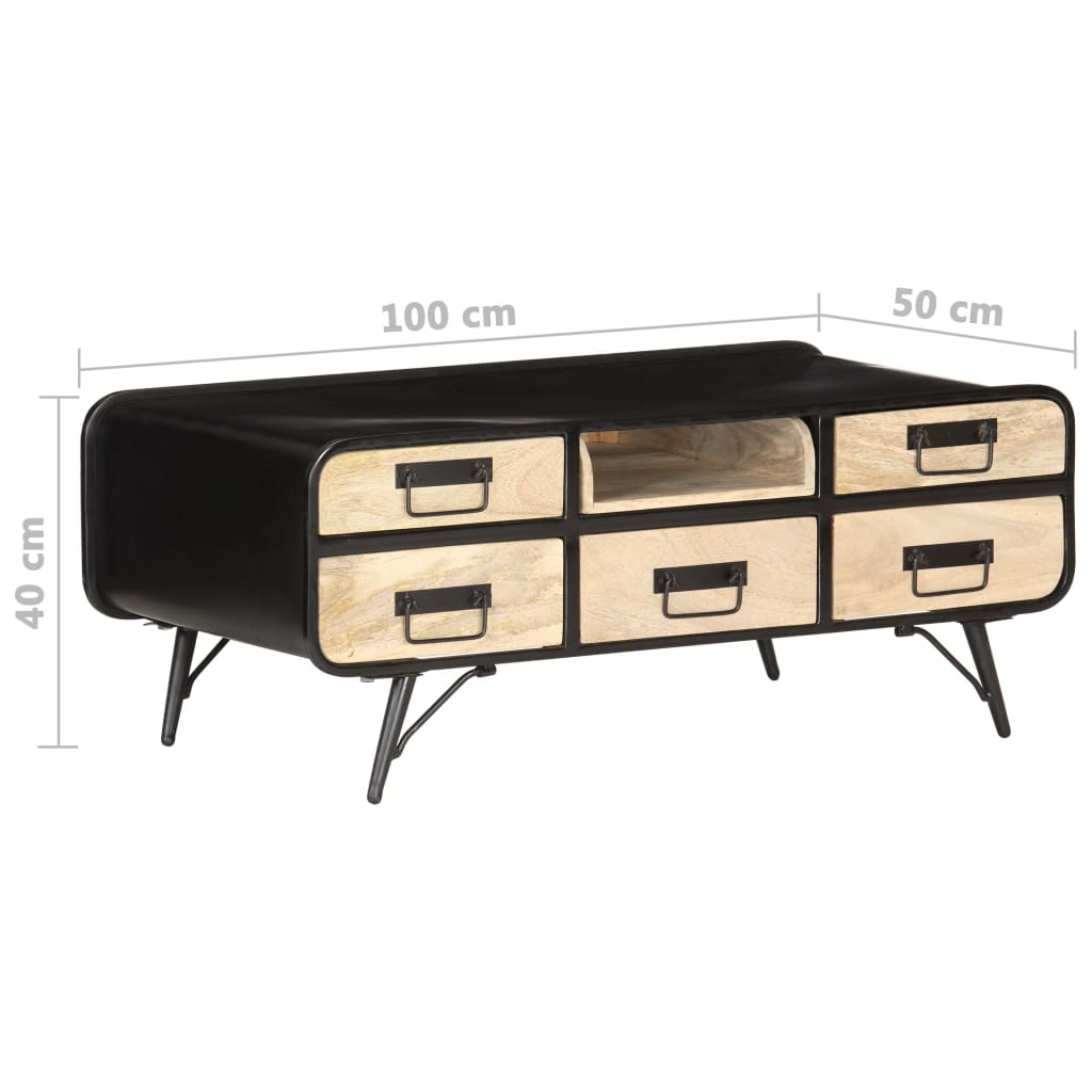 Stolik kawowy 100x50x40 cm lite drewno mango - number 7.