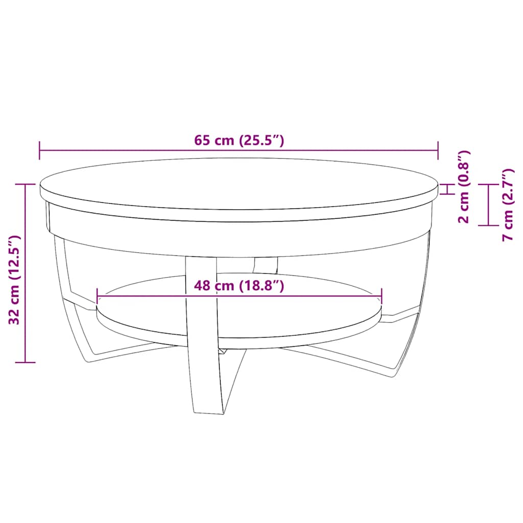 Stolić za kavu 65x65x32 cm puno bagremovo drvo - number 12.