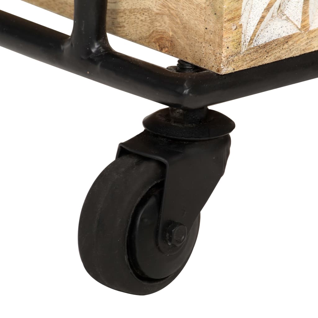 Kjøkkenvogn med 3 hyller 46x30x76 cm heltre mangotre - number 6.