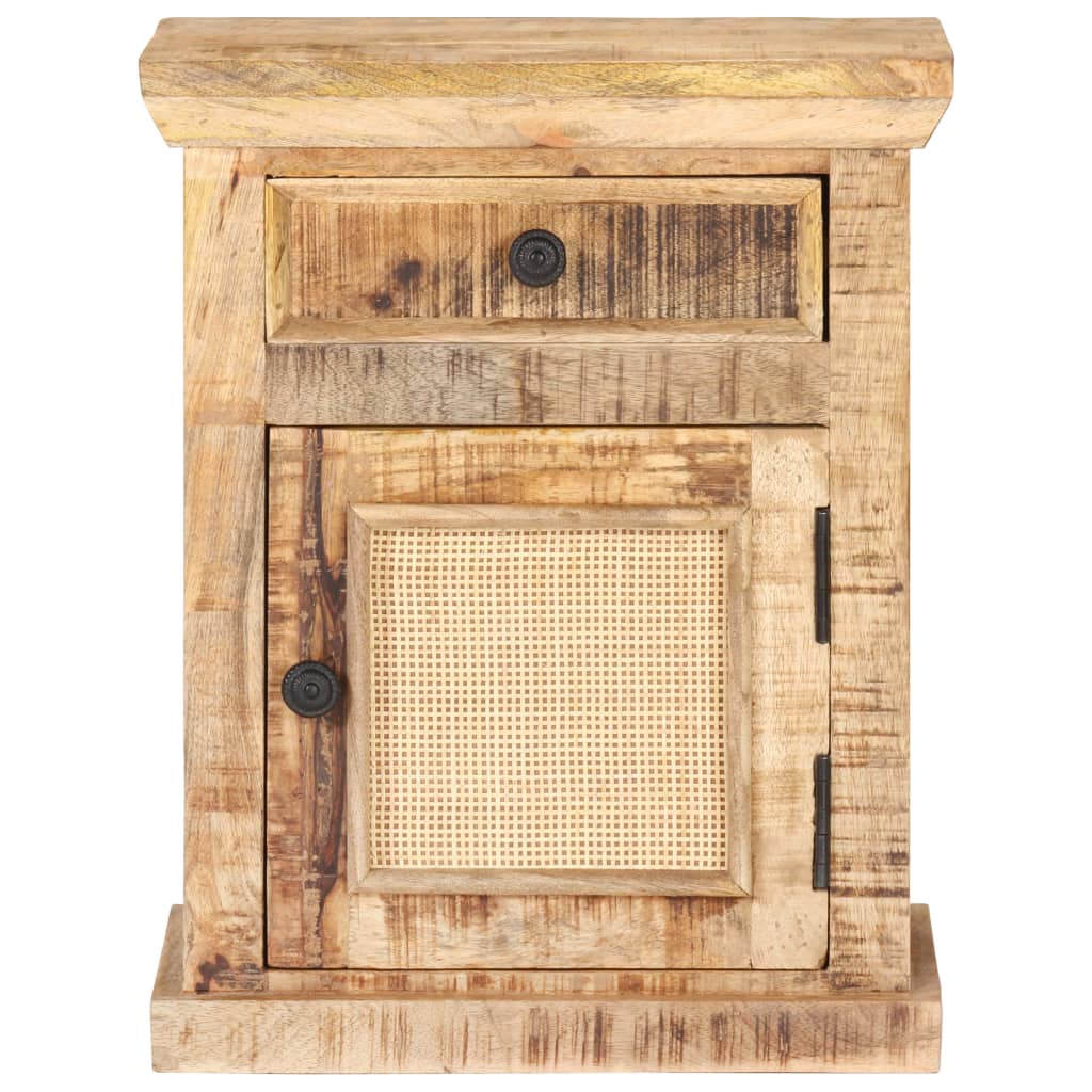 Noćni ormarić 40x30x50 cm masivno drvo manga i prirodne trske - number 3.