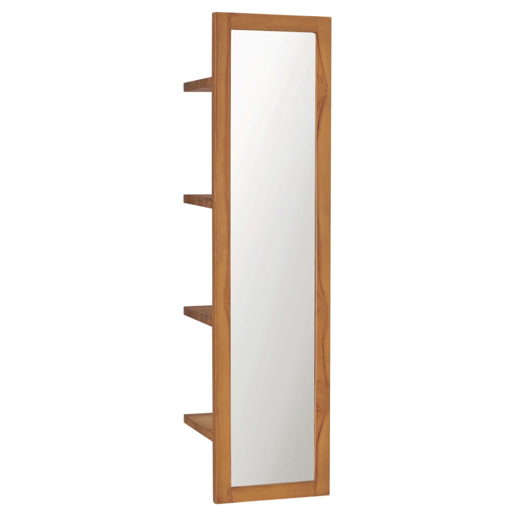 Wall mirror with shelves 30x30x120 cm solid teak wood - number 1.