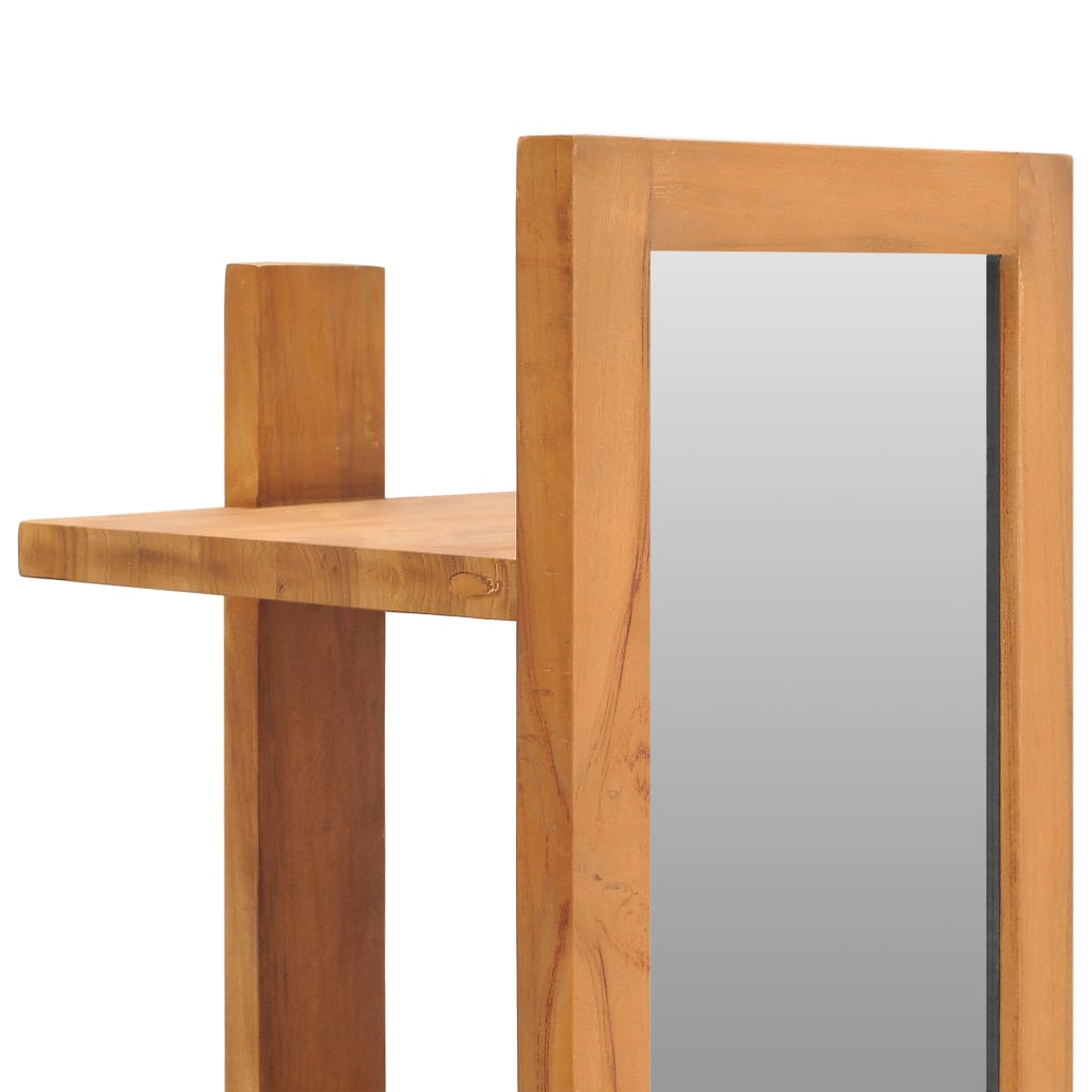 Wall mirror with shelves 30x30x120 cm solid teak wood - number 4.