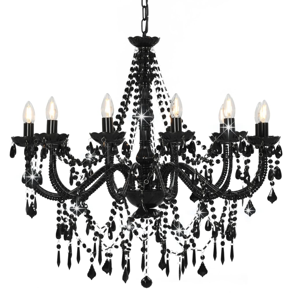 Chandelier with beads 12 x e14 bulbs - black, 1 - number 2.
