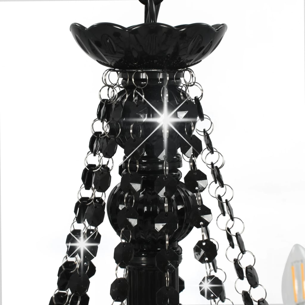 Chandelier with beads 12 x e14 bulbs - black, 1 - number 5.