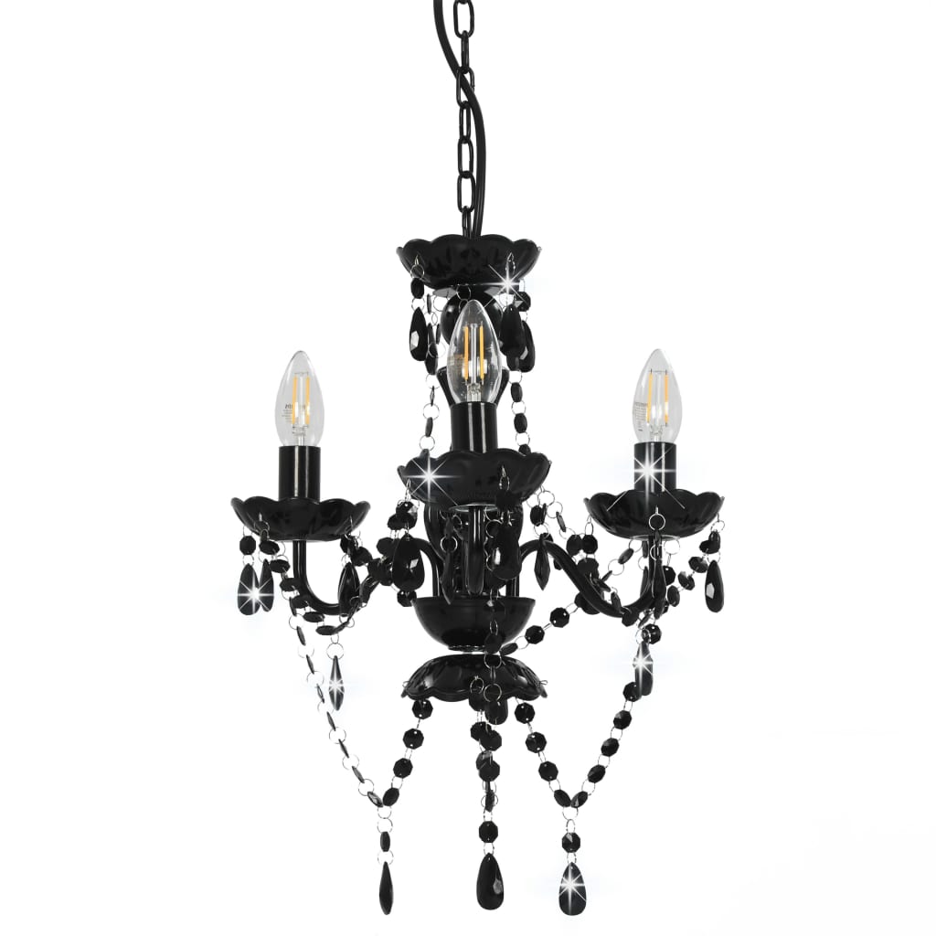 Lustre avec perles rondes 3 x e14 - noir, 1 - number 2.