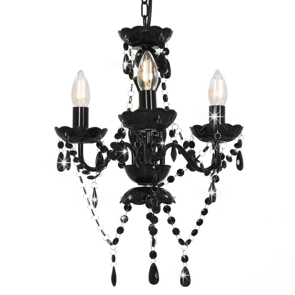 Lustre avec perles rondes 3 x e14 - noir, 1 - number 3.