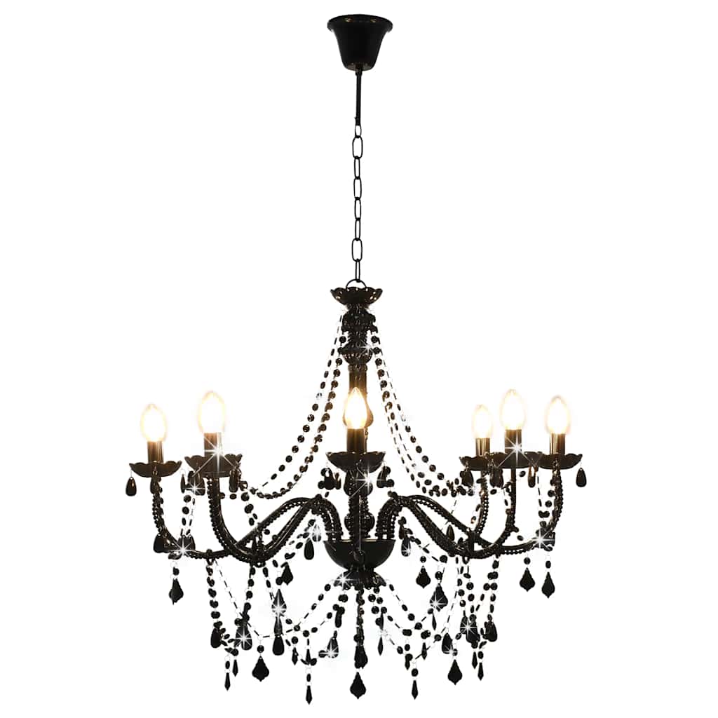 Lustre avec perles 8 x ampoules e14 - noir, 1 - number 3.