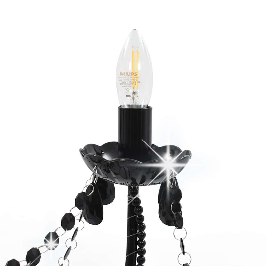 Lustre avec perles 8 x ampoules e14 - noir, 1 - number 6.
