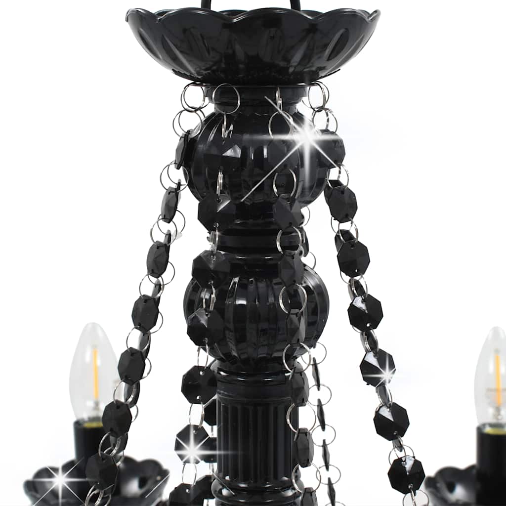 Lustre avec perles 8 x ampoules e14 - noir, 1 - number 5.